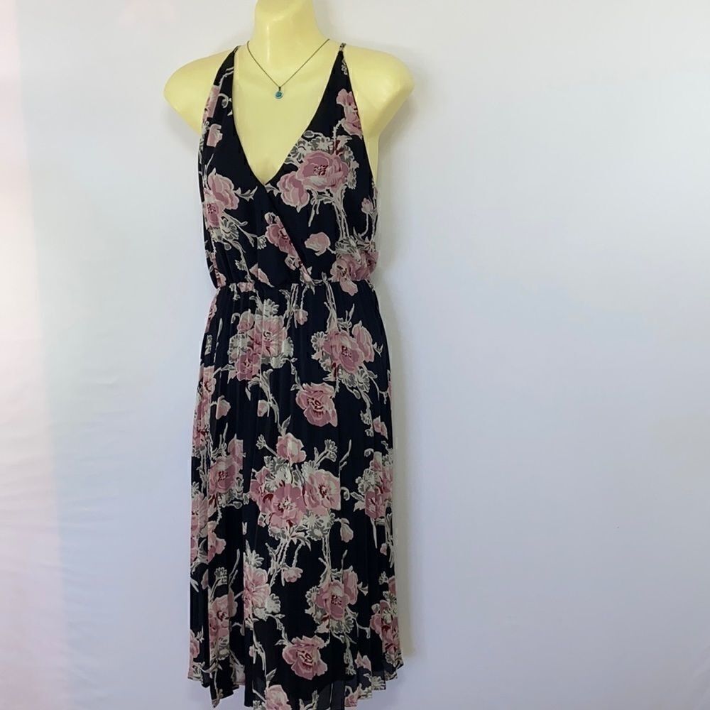 Leith Dress For Nordstrom Blush Roses Pleated Maxi Dress Med Excellent